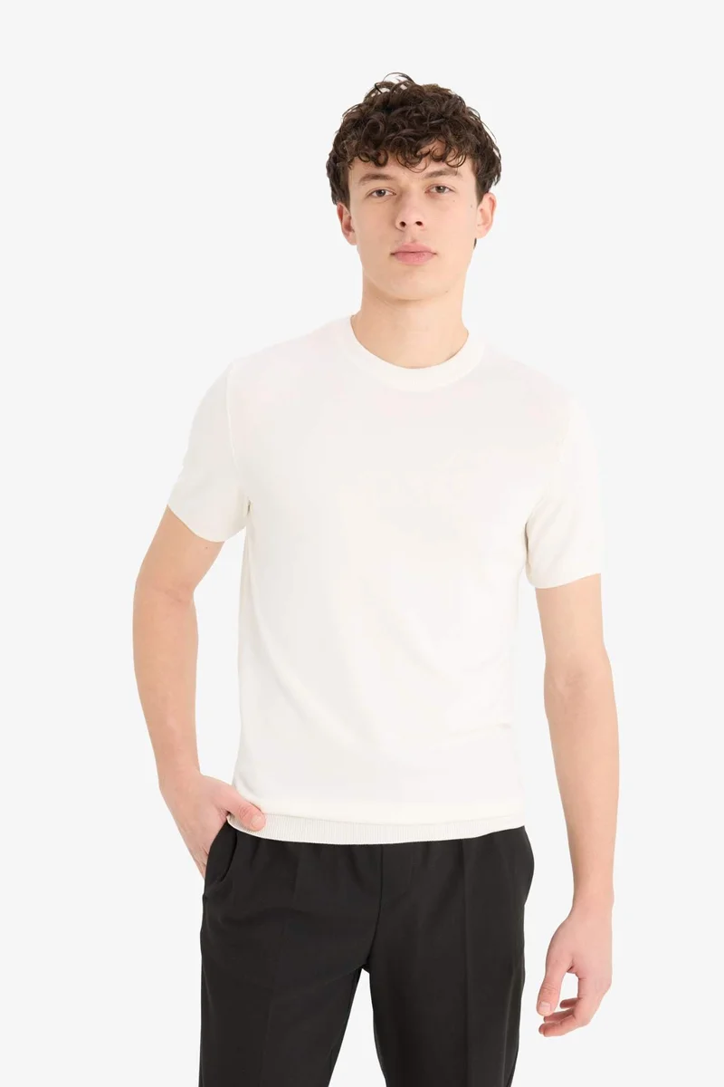 DeFacto Standard Fit Crew Neck Knitwear Short Sleeve T-Shirt