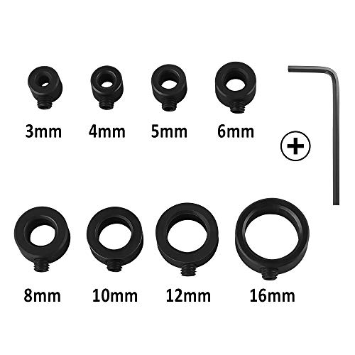 Heqishun Depth Stop Drill Bit, 18 Piece Drill Stop Collar Set Positioner Ring and Hex Wrench (3mm, 4mm, 5mm, 6mm, 8mm, 10mm, 12mm, 16mm) - Image 5