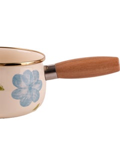 Emaylab Bloom Wooden Handle Enamel Sauce Pan 16CM 1.3 Liters (Suitable for All Stoves Including Induction)  - Image 2
