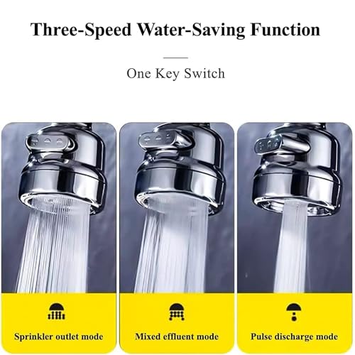 ARQIVO® 360 Degree Swivel Faucet Tap Aerator - Adjustable 3 Mode Water Saving ABS Plastic Splash Proof Nozzle Filter for Bathroom Kitchen (Short) - Image 5