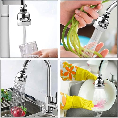 ARQIVO® 360 Degree Swivel Faucet Tap Aerator - Adjustable 3 Mode Water Saving ABS Plastic Splash Proof Nozzle Filter for Bathroom Kitchen (Short) - Image 4