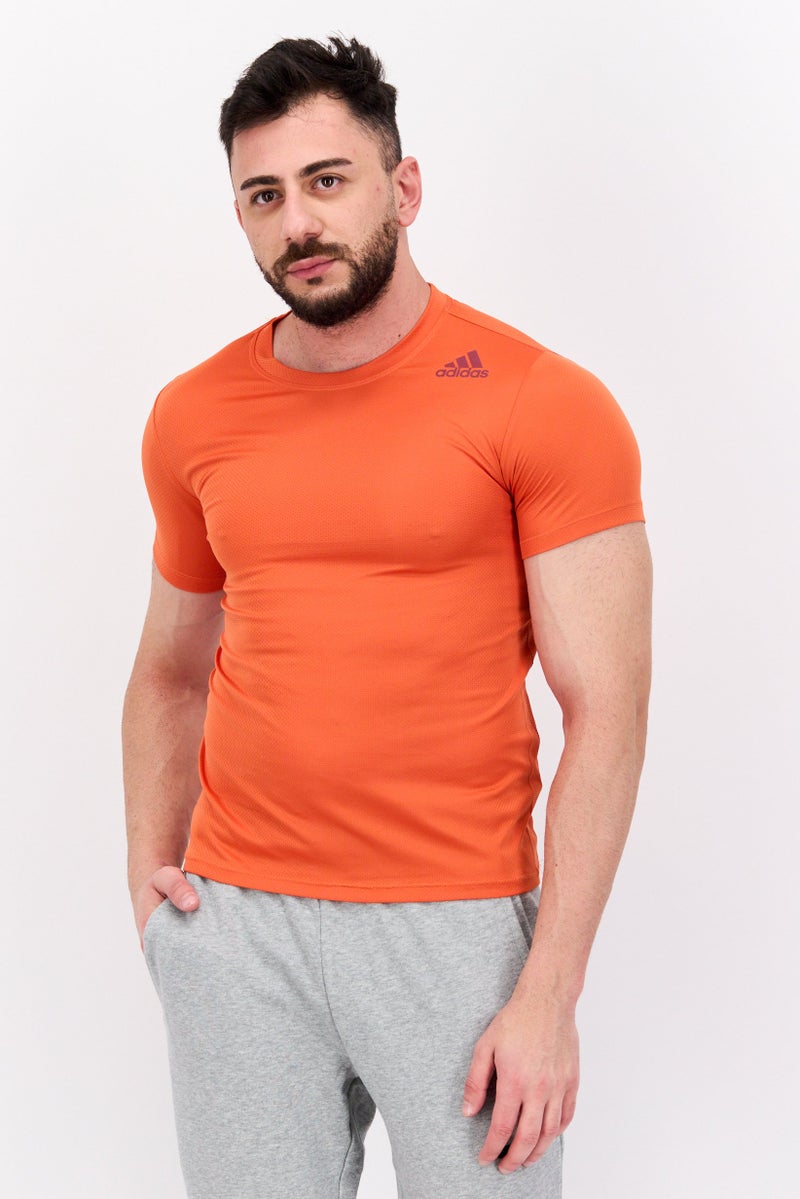 Adidas Men Sportwear Fit Brand Logo Short Sleeve Training Jersey, Orange  - Image 1