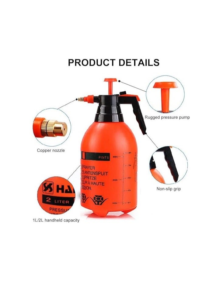 Midwest Portable Pressurized Handheld Garden Sprayer Adjustable Nozzle Use with Water Chemicals (2L) - Image 3