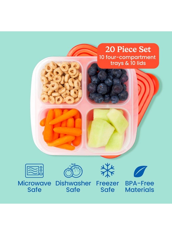 Bentgo Easyboxes 4-Compartment Snack Containers - 20-Piece Set with 10 Trays & 10 Custom-Fit Lids to Seal in Freshness - Reusable Food Storage & Meal Prep Bento BPA-Free Containers (Classic) - Image 3