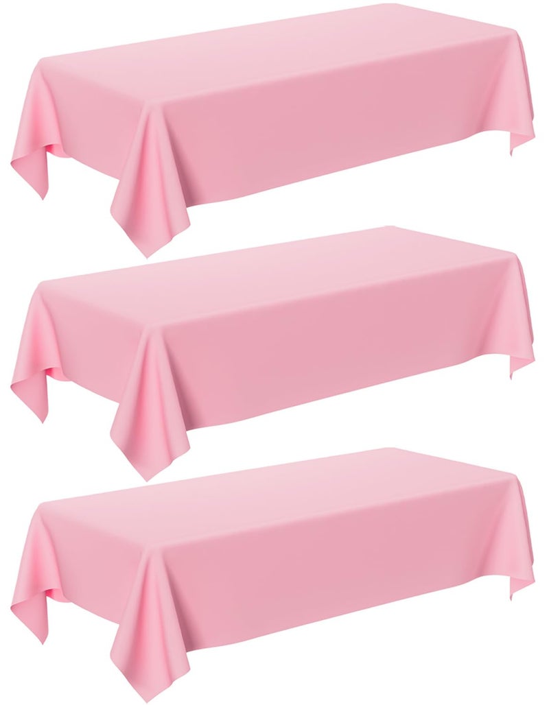 Oigco Pink Plastic Table Cloth - 3 Pack 54" Ã— 108" Light Pink Rectangle Disposable Tablecloth, Pastel Plastic Cover for Easter Party, Valentines, Mothers Day Decorations - Image 1