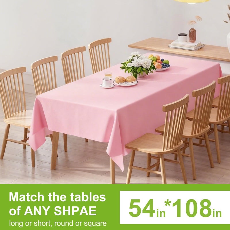 Oigco Pink Plastic Table Cloth - 3 Pack 54" Ã— 108" Light Pink Rectangle Disposable Tablecloth, Pastel Plastic Cover for Easter Party, Valentines, Mothers Day Decorations - Image 2