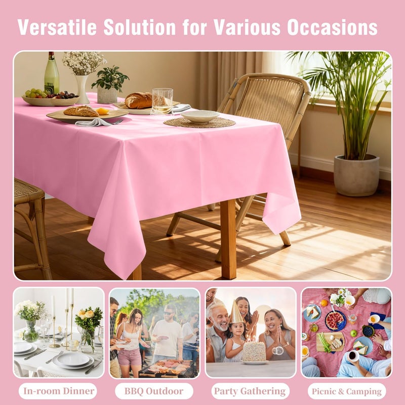 Oigco Pink Plastic Table Cloth - 3 Pack 54" Ã— 108" Light Pink Rectangle Disposable Tablecloth, Pastel Plastic Cover for Easter Party, Valentines, Mothers Day Decorations - Image 4