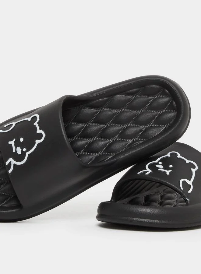 Styli Styli Bear Print Slip On Slides