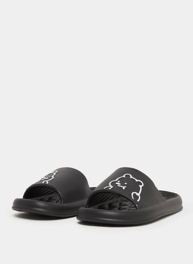 ستايلي Styli Bear Print Slip On Slides