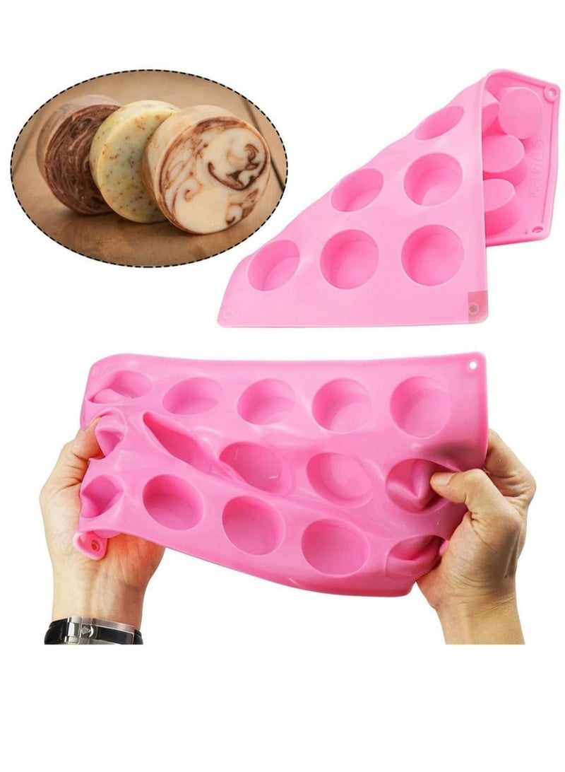 Captaintech Cylinder Silicone Soap Mold, 2 Pack 15 Cavity Round Silicone Molds for Handmade Resin Mini Soap, Chocolate, Cake, Candy, Chocolate Covered Sandwich Cookies - Image 4