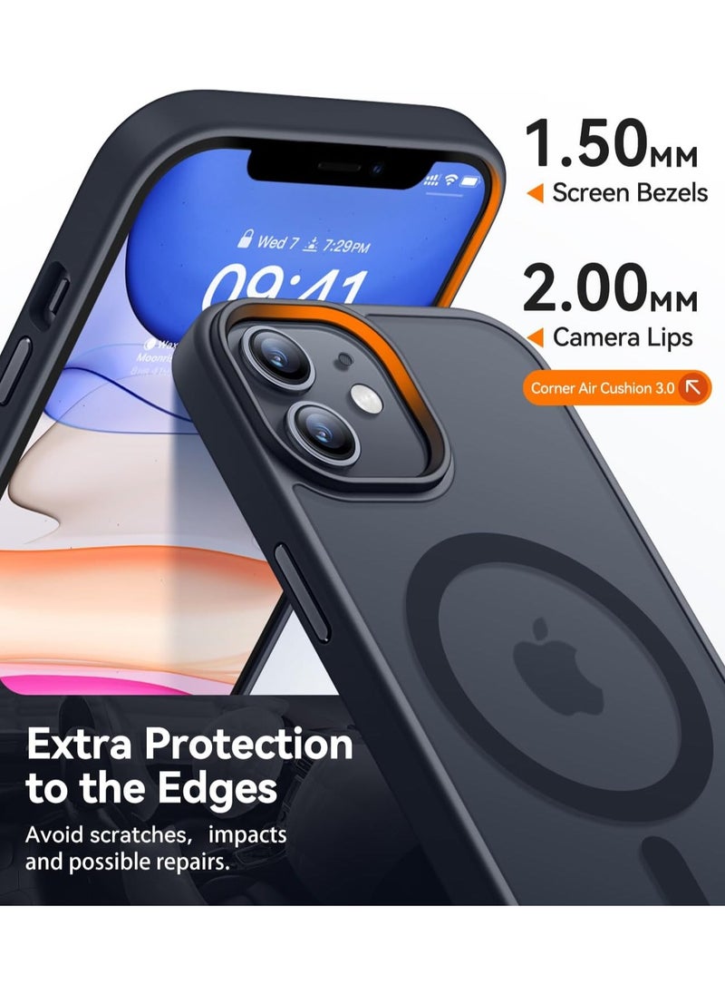 حالة مغناطيسية لـ iPhone 12/12 Pro Case متوافق مع حماية Magsafe العسكرية للصف العسكري الشفاف الشفافة غير اللامع في حالة الهاتف المضاد للصدمات (أسود)