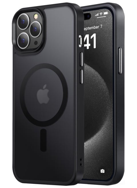 حالة مغناطيسية لـ iPhone 12/12 Pro Case متوافق مع حماية Magsafe العسكرية للصف العسكري الشفاف الشفافة غير اللامع في حالة الهاتف المضاد للصدمات (أسود)