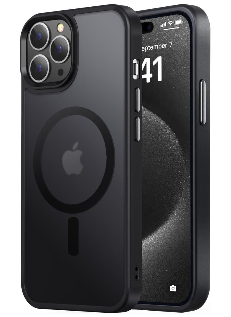 حالة مغناطيسية لـ iPhone 12/12 Pro Case متوافق مع حماية Magsafe العسكرية للصف العسكري الشفاف الشفافة غير اللامع في حالة الهاتف المضاد للصدمات (أسود)