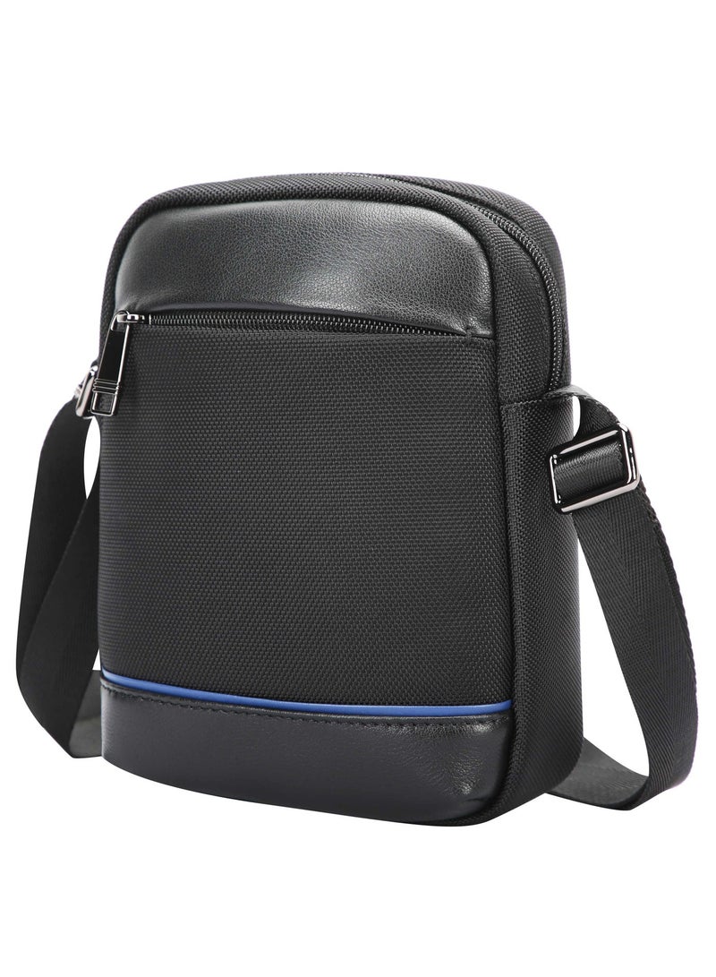 Bopai Unisex Premium Side Sling Bag Water Resistant Synthetic Leather Crossbody Bag for Travel Office Business, BO-SL921, Black - Image 1