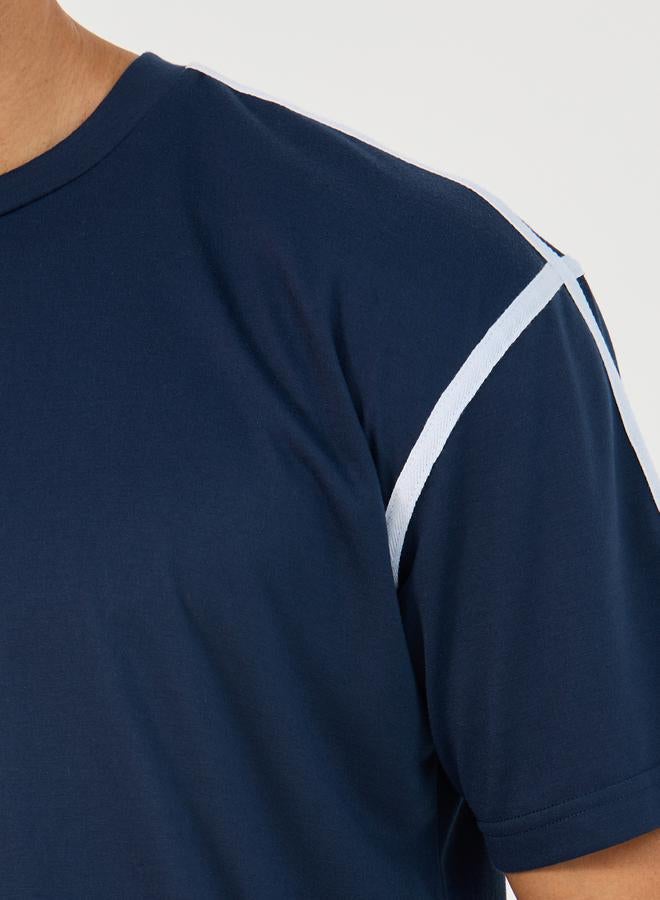 Styli Contrast Tape Short Sleeve T-Shirt and Shorts Set  - Image 3