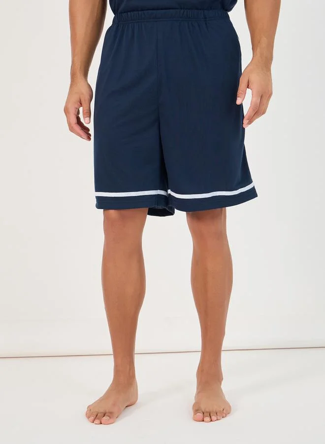 Styli Contrast Tape Short Sleeve T-Shirt and Shorts Set