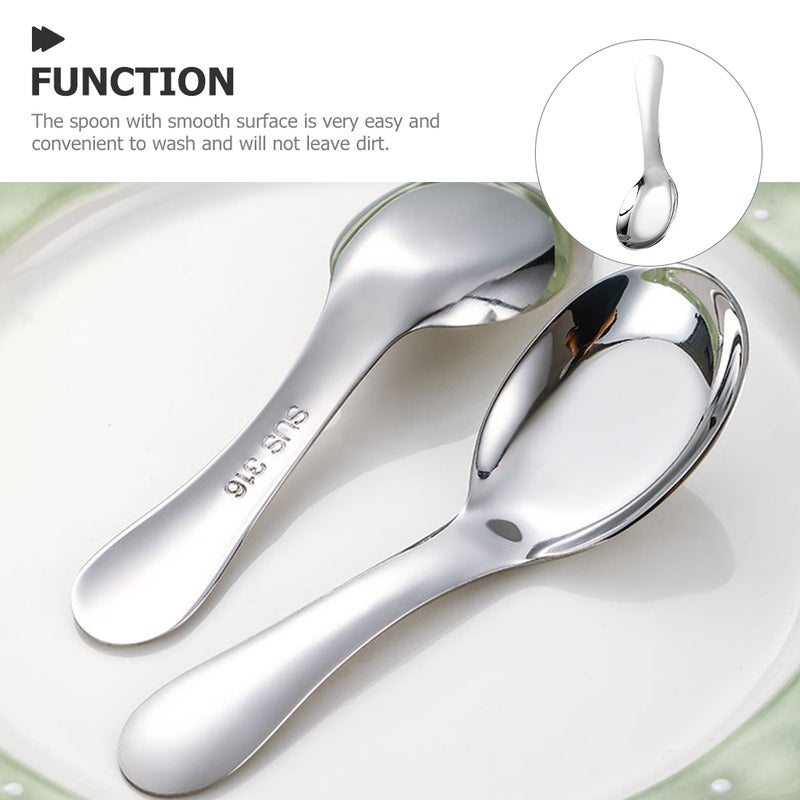 Stainless Steel Spoon Short Handle Spoon Porridge Spoon Rice Spoon Kids Spoon - Image 2