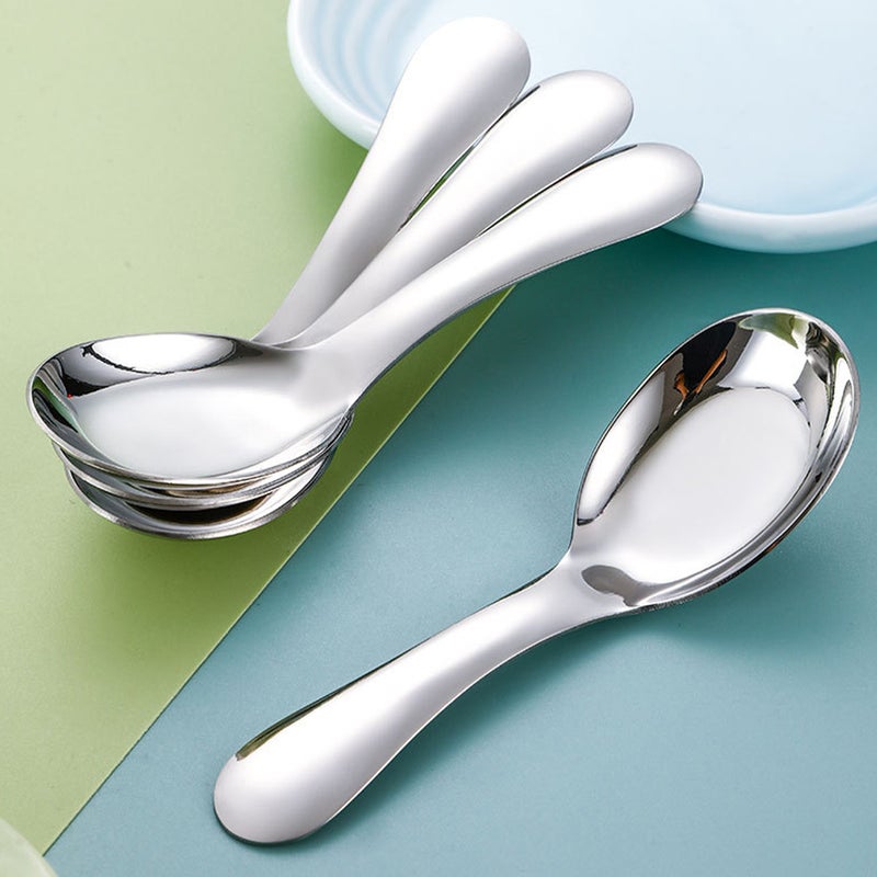Stainless Steel Spoon Short Handle Spoon Porridge Spoon Rice Spoon Kids Spoon - Image 4