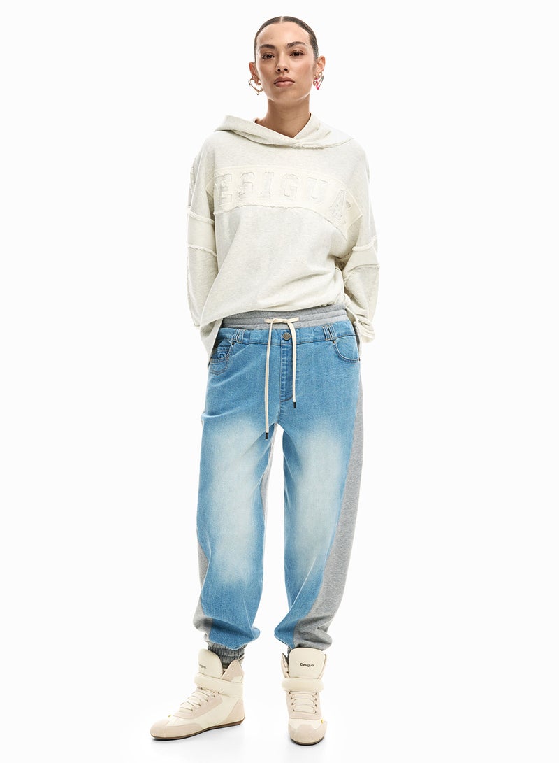 DESIGUAL Jogger-Style Denim Trousers With Elasticated Waistband - Image 1