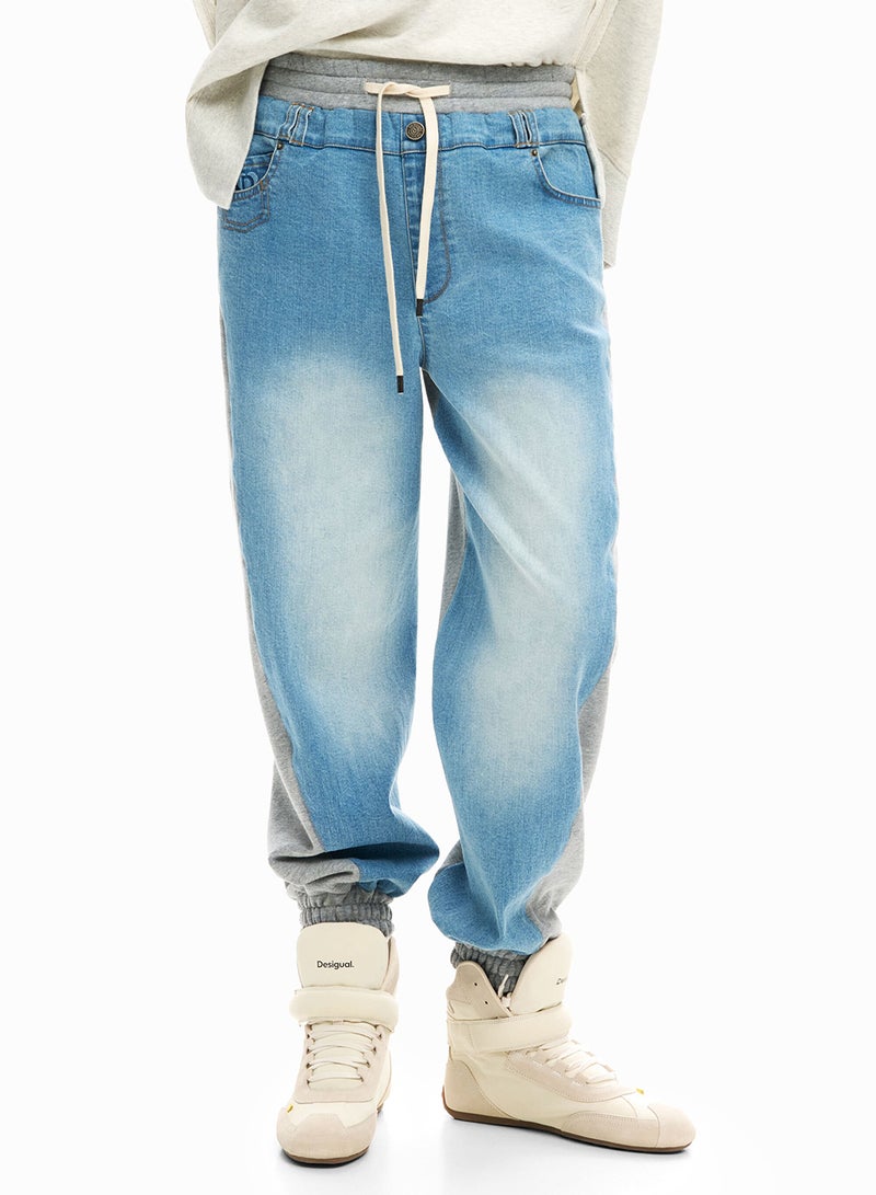 DESIGUAL Jogger-Style Denim Trousers With Elasticated Waistband - Image 2