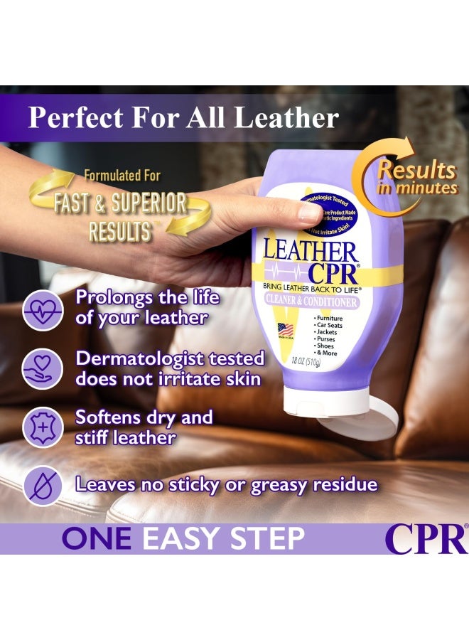 Leather CPR Cleaner  Conditioner 18oz  Cleans Conditions Restores  Protects Leather Furniture Handbags Car Seats Interior Jackets Boots Purses Shoes Couch Saddles Tack  More - Image 3