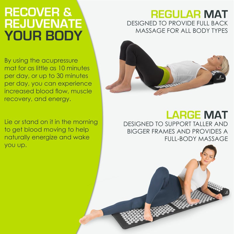 ProsourceFit Acupressure Mat and Pillow Set for Back/Neck Pain Relief and Muscle Relaxation, Black - Image 5