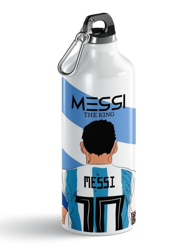 PrintWala Messi Printed Aluminum Sipper Bottle 600ml LeakProof Sports Water Bottle