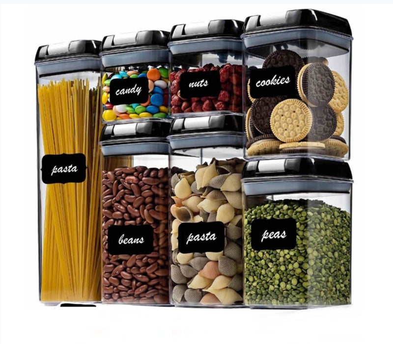 7-Piece Kitchen Storage Set Airtight Seal Seven-piece set including color box (black cover and white buckle) 