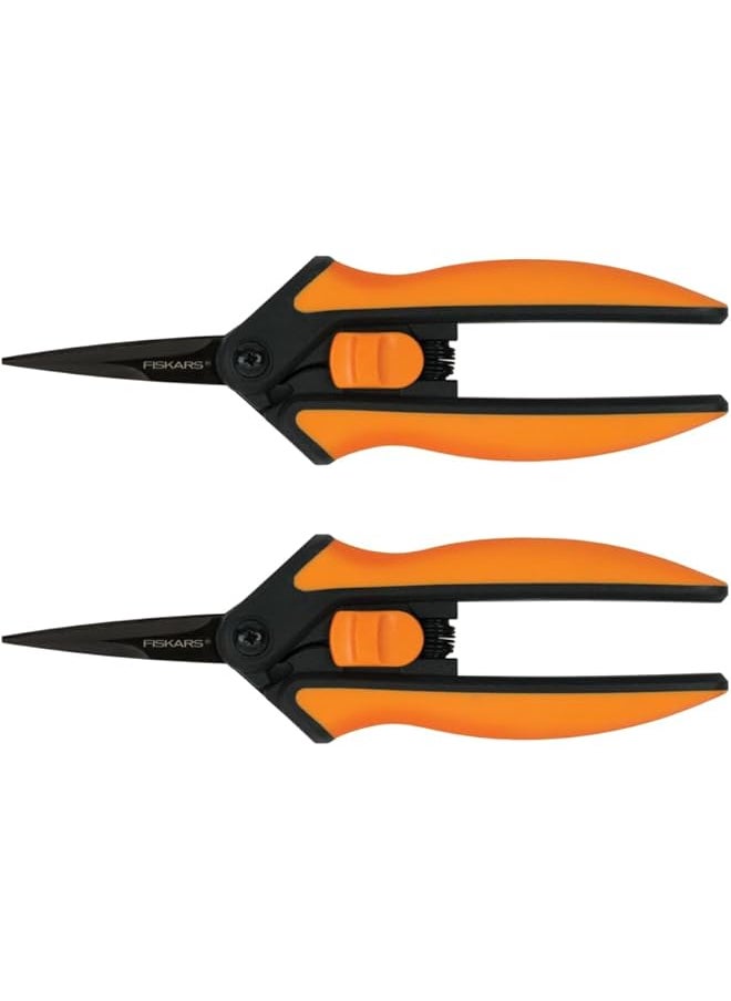 Fiskars - 399241 1002 Micro Tip Pruning Snips Non Stick Blades 2 Count Orange - Image 1