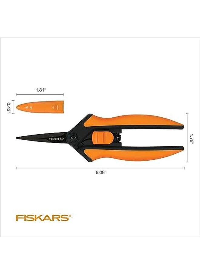 Fiskars - 399241 1002 Micro Tip Pruning Snips Non Stick Blades 2 Count Orange - Image 1