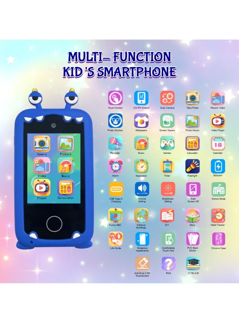 ESSEN - Kids Smart Phone Toys for Boys Ages 3-8 Toddler Play Travel Toys with Dual Camera Educational Learning Games Puzzles MP3 Music Player Birthday Gifts for Kids Boys 3 4 5 6 7 8 Year Old - Image 1