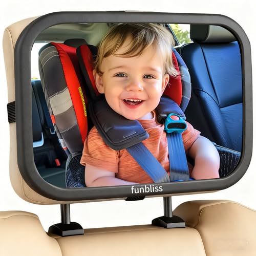 Funbliss Baby Car Mirror for Rear Facing Seat,360° Rotation, Safety Certified Shatterproof Acrylic Glass, Clear Wide View,Infant Mirror for Car Seat Rear Facing - Image 1