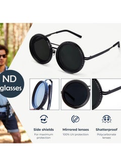 DAREU Adjustable Tint Polarized Round Sunglasses for Men – 1-9 Gear ND Filter Eyewear for Outdoor, Travel & Daily Wear  - Image 5
