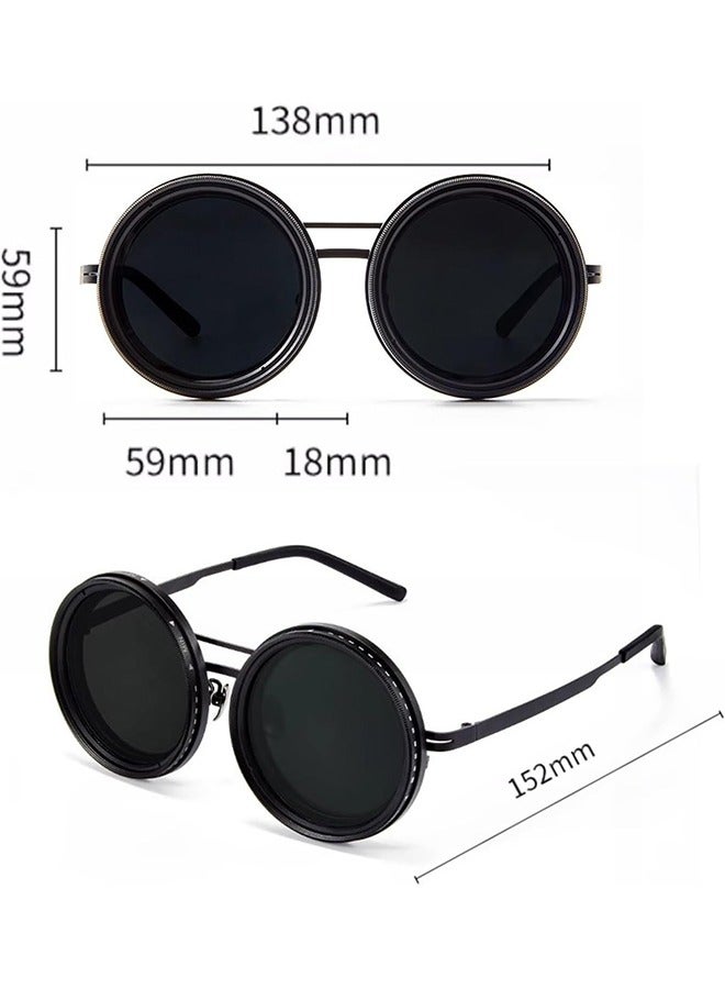 Adjustable Tint Polarized Round Sunglasses for Men – 1-9 Gear ND Filter Eyewear for Outdoor, Travel & Daily Wear