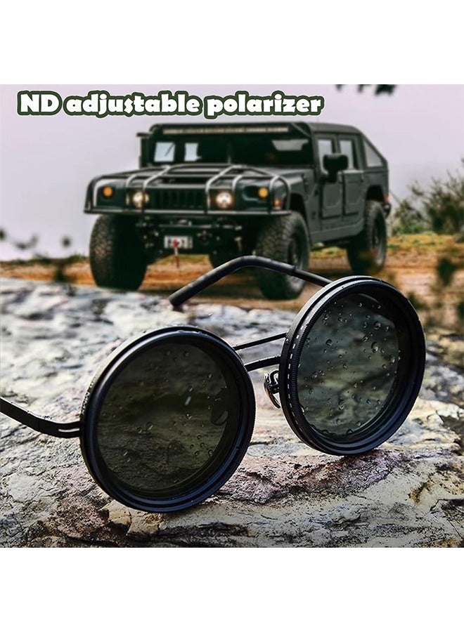 Adjustable Tint Polarized Round Sunglasses for Men – 1-9 Gear ND Filter Eyewear for Outdoor, Travel & Daily Wear