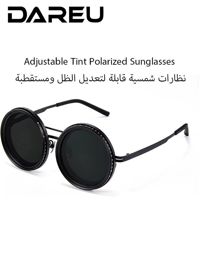 داريو نظارات شمسية رجالية دائرية بعدسة مستقطبة قابلة لتغيير التعتيم – فلتر ND بـ 9 مستويات، حماية من الأشعة فوق البنفسجية، نظارات قيادة مضادة للوهج، إكسسوار أنيق وخفيف للرحلات، السفر والاستخدام اليومي - Image 1