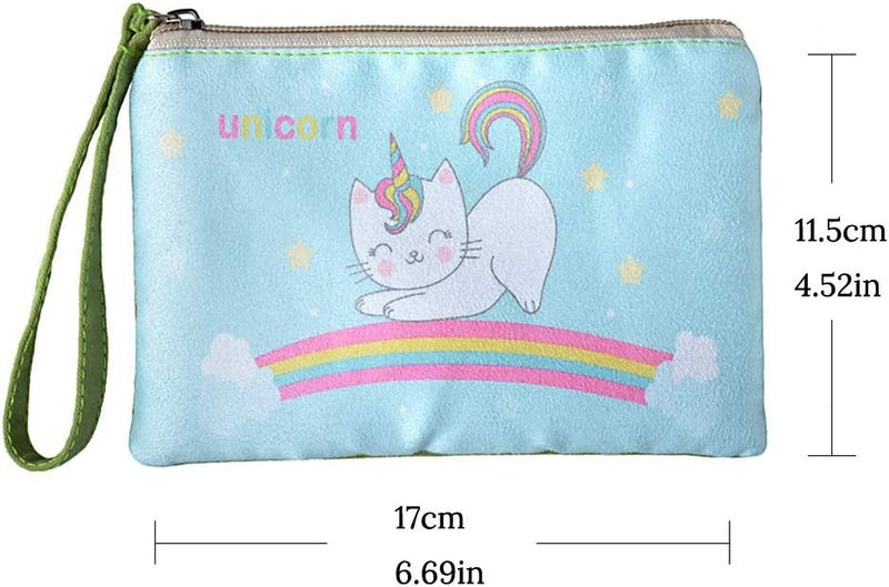 Rantanto Small Cute Cash Coin Purse, Canvas Change Purse, Kawaii Coin Pouch With Handle Christmas Gift For Women Teenager Girls (BG0028 Unicorn Cat) - Image 2