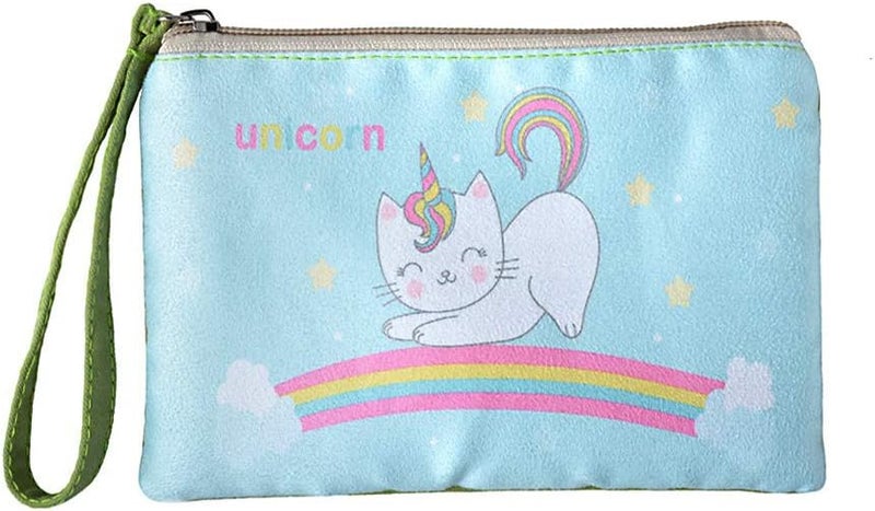 Rantanto Small Cute Cash Coin Purse, Canvas Change Purse, Kawaii Coin Pouch With Handle Christmas Gift For Women Teenager Girls (BG0028 Unicorn Cat) - Image 1