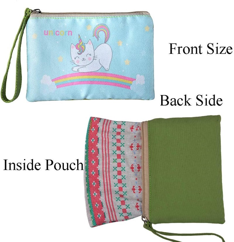 Rantanto Small Cute Cash Coin Purse, Canvas Change Purse, Kawaii Coin Pouch With Handle Christmas Gift For Women Teenager Girls (BG0028 Unicorn Cat) - Image 3