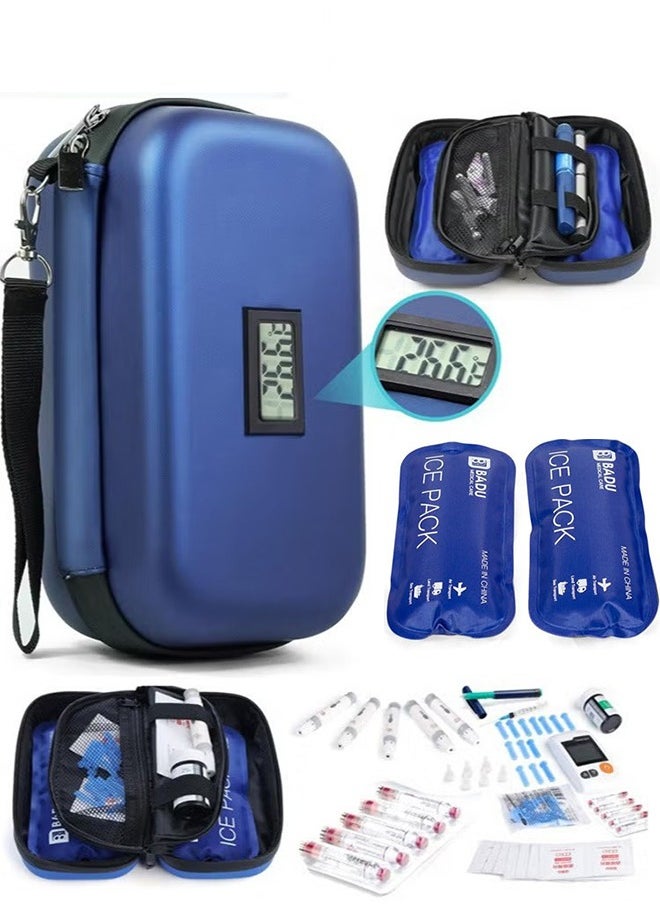 Bukela 24h Insulin Cooler Travel Case with Thermometer TSA Approved Refrigerated Medicine Cooler for Travel with Thermometer Temperature Display Diabetic Travel Case Bag with 2 Ice Packs for Daily Life Trip  - Image 1