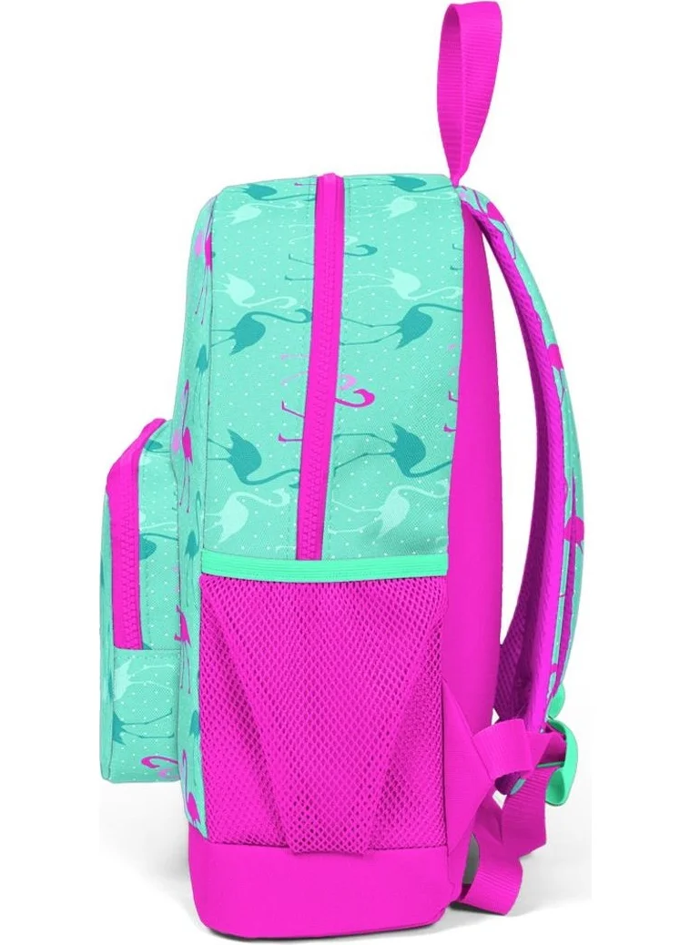 كورال هاي Kids Water Green Flamingo Patterned Two Compartment Primary School Backpack 23307