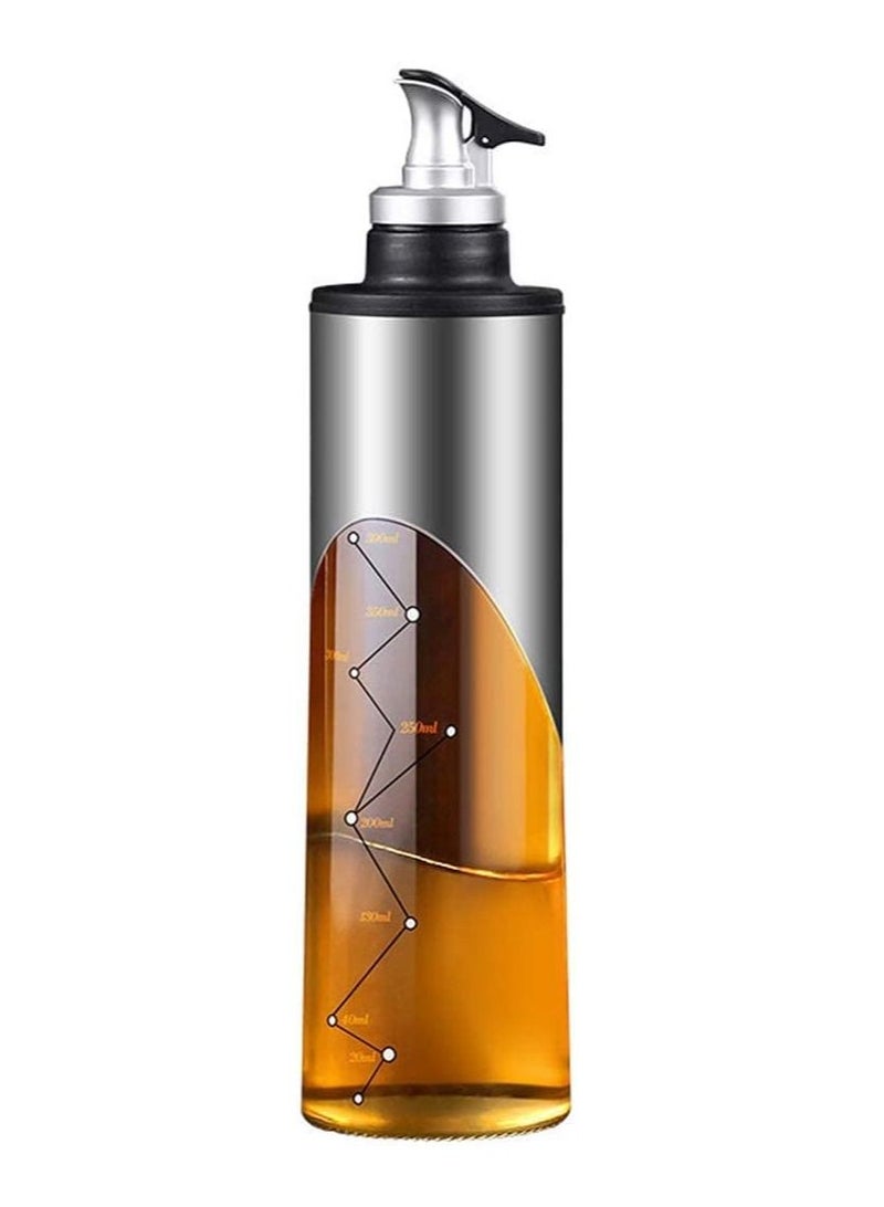 Excefore Glass Olive Oil Bottle - 22oz/650ml, Oil and Vinegar Dispenser Set, Container Bottle for Kitchen Cooking with Automatic Opening and Closing Nozzle(Silver)  - Image 1