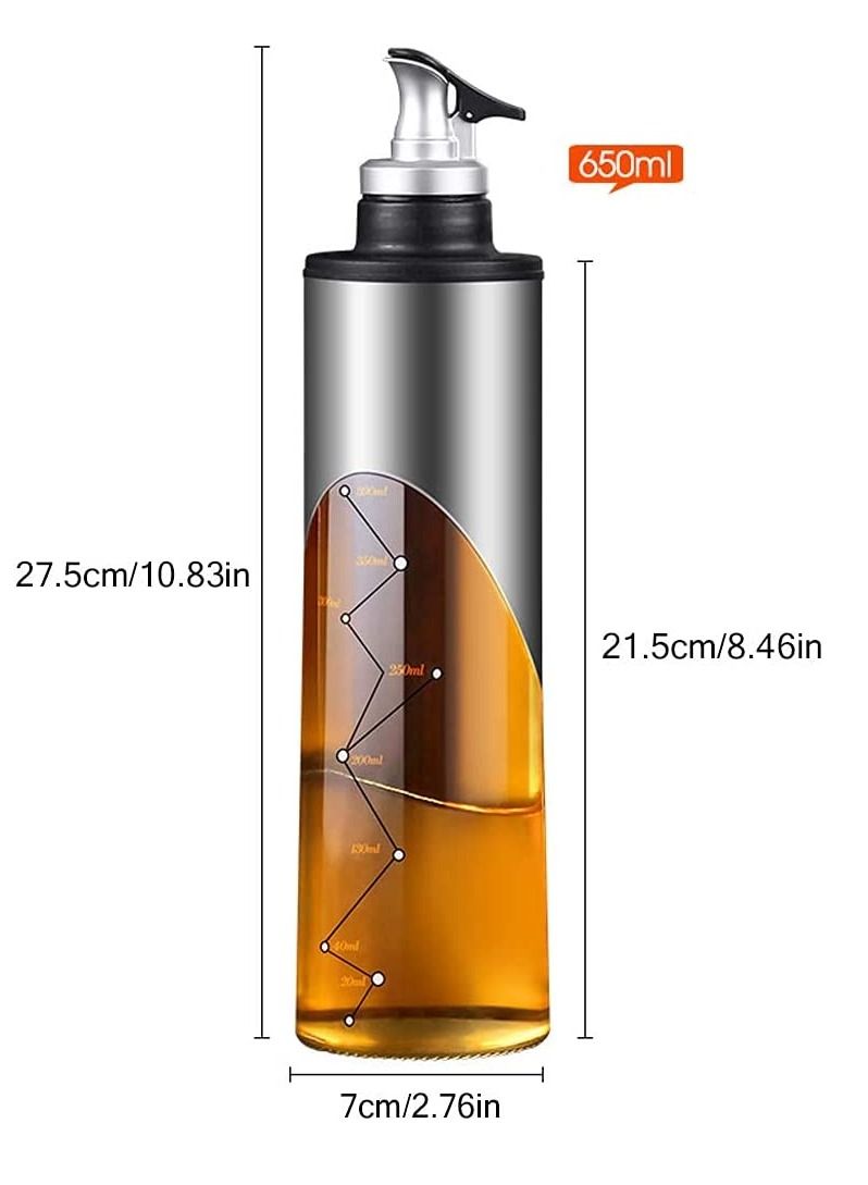 Excefore Glass Olive Oil Bottle - 22oz/650ml, Oil and Vinegar Dispenser Set, Container Bottle for Kitchen Cooking with Automatic Opening and Closing Nozzle(Silver)  - Image 5