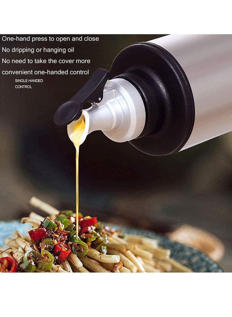 Excefore Glass Olive Oil Bottle - 22oz/650ml, Oil and Vinegar Dispenser Set, Container Bottle for Kitchen Cooking with Automatic Opening and Closing Nozzle(Silver)  - Image 2