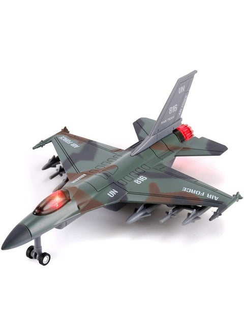 F16 Fighter Jet Falcon Diecast Military Toy Vehicle 1:400 Scale Air Force Pullback Metal Alloy Aircraft Model With Flashing Lights And Sound