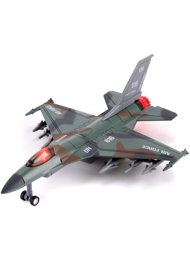 Liberty imports - F16 Fighter Jet Falcon Diecast Military Toy Vehicle 1:400 Scale Air Force Pullback Metal Alloy Aircraft Model With Flashing Lights And Sound - Image 1