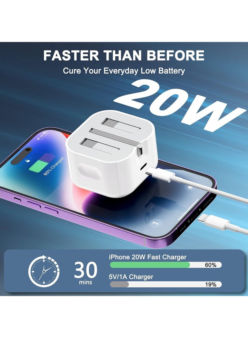 Youque Power Adapter for iPhone, USB-C 20W Fast Charging Adapter with 1.5M Type C to Lightning Fast Charging Cable White  - Image 5