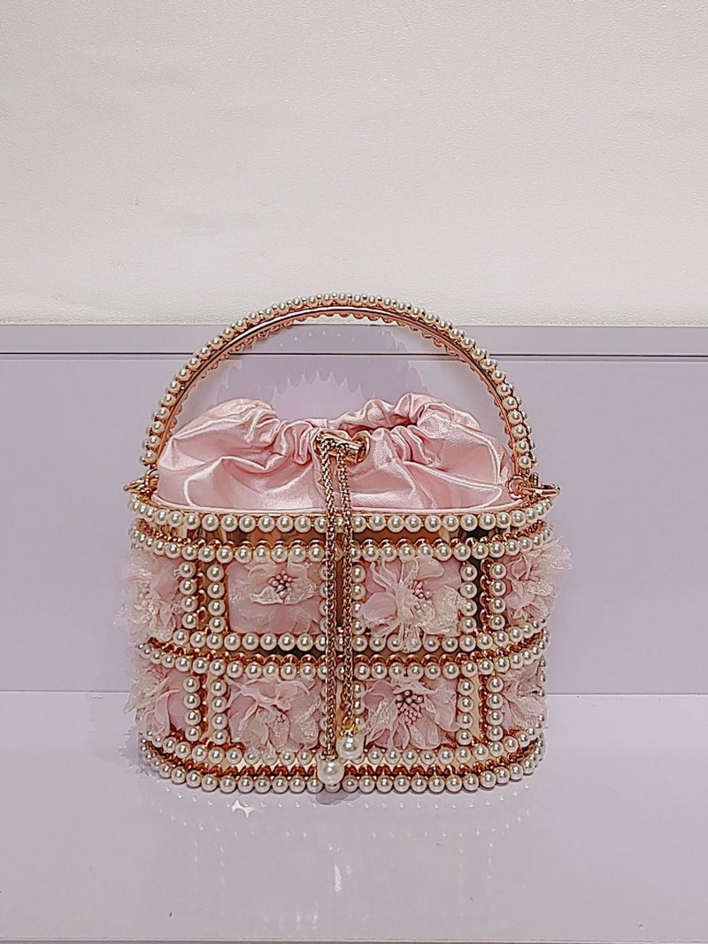 2024 New Pearl Bag Women'S Bag Evening Bag Large Capacity Handbag Metal Bucket Bag Portable Crossbody Bag - Image 5