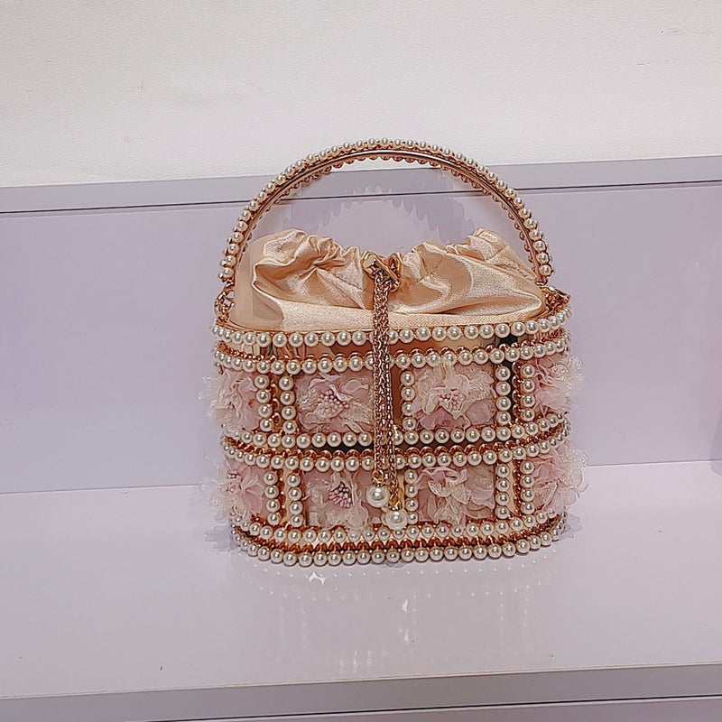 2024 New Pearl Bag Women'S Bag Evening Bag Large Capacity Handbag Metal Bucket Bag Portable Crossbody Bag - Image 1