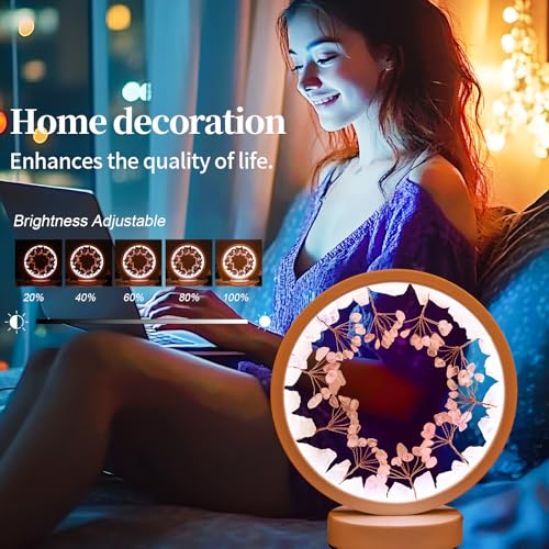 Runyangshi Crystal Night Lamp Natural Rose Quartz Crystals Small Tree Bedside Ambient Lamp USB Port 3 Colours Adjustable Lamp Suitable Night Light for Living Room Bedroom Office Home Decor Gift - Image 5